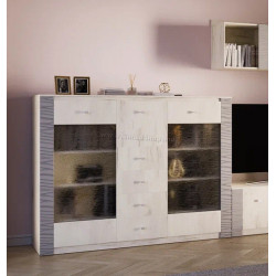 Comoda-Vitrina МЛ-Мебель Gamma №14 160.2cm (Craft Oak White/Gray)