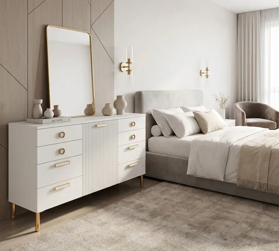 Tumba МЛ-Мебель Velvet №12 150.1cm (White/Gold)