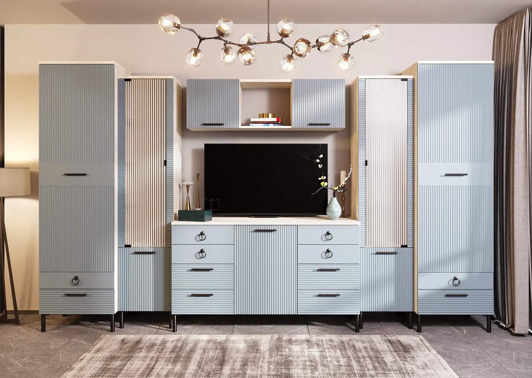 Tumba МЛ-Мебель Velvet №12 150.1cm (Craft Oak White/Laguna Soft) - 5