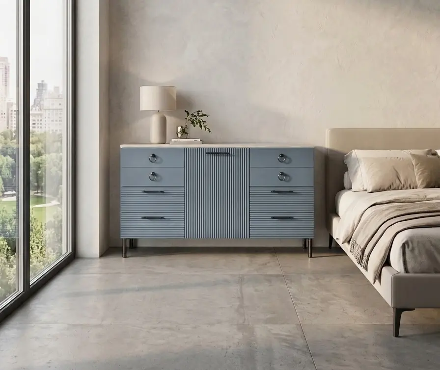 Tumba МЛ-Мебель Velvet №12 150.1cm (Craft Oak White/Laguna Soft)