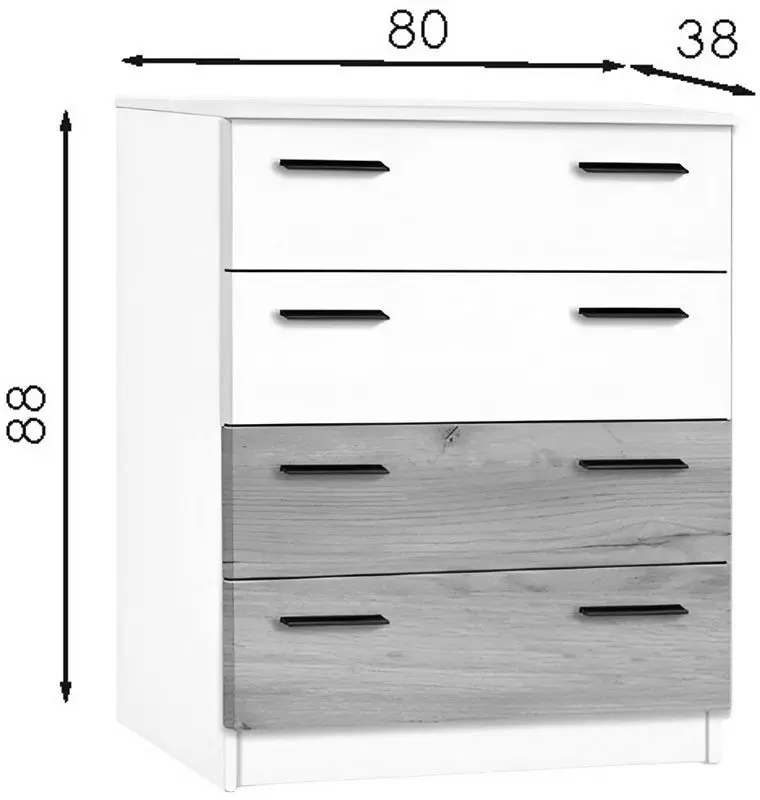 Комод Modern Andi 4B (White/Craft Oak Gray)