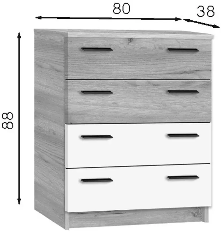 Комод Modern Andi 4B (Craft Oak Gray/White)