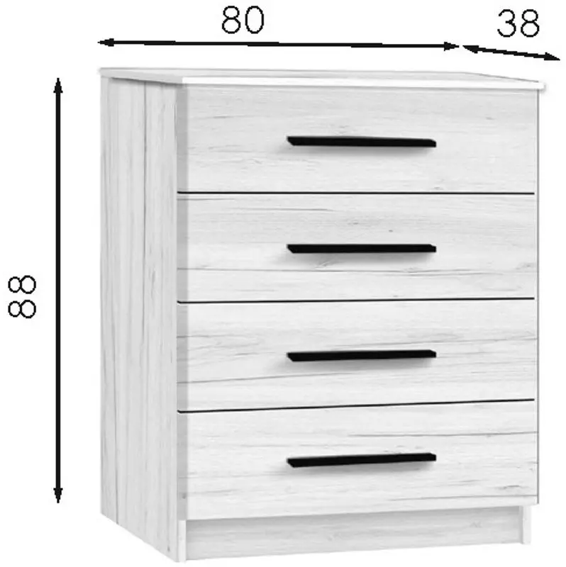 Comoda Modern Kenon 4B (Slate Gray/Craft Oak White)