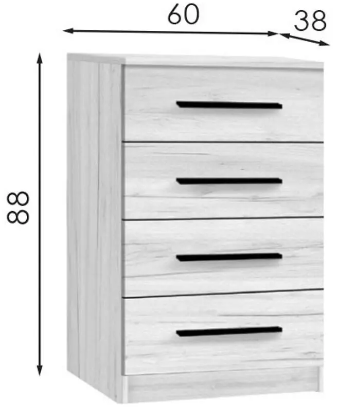 Comoda Modern Kenon 4S (Slate Gray/Craft Oak White)