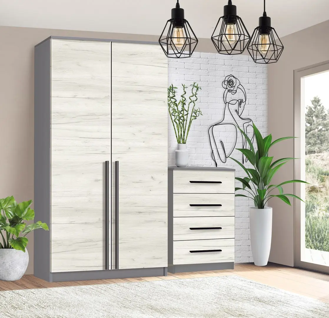 Comoda Modern Kenon 4S (Slate Gray/Craft Oak White)