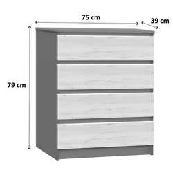 Comoda Modern Komfi 75cm (Brandy Castello Oak/Craft Oak White) Thumb