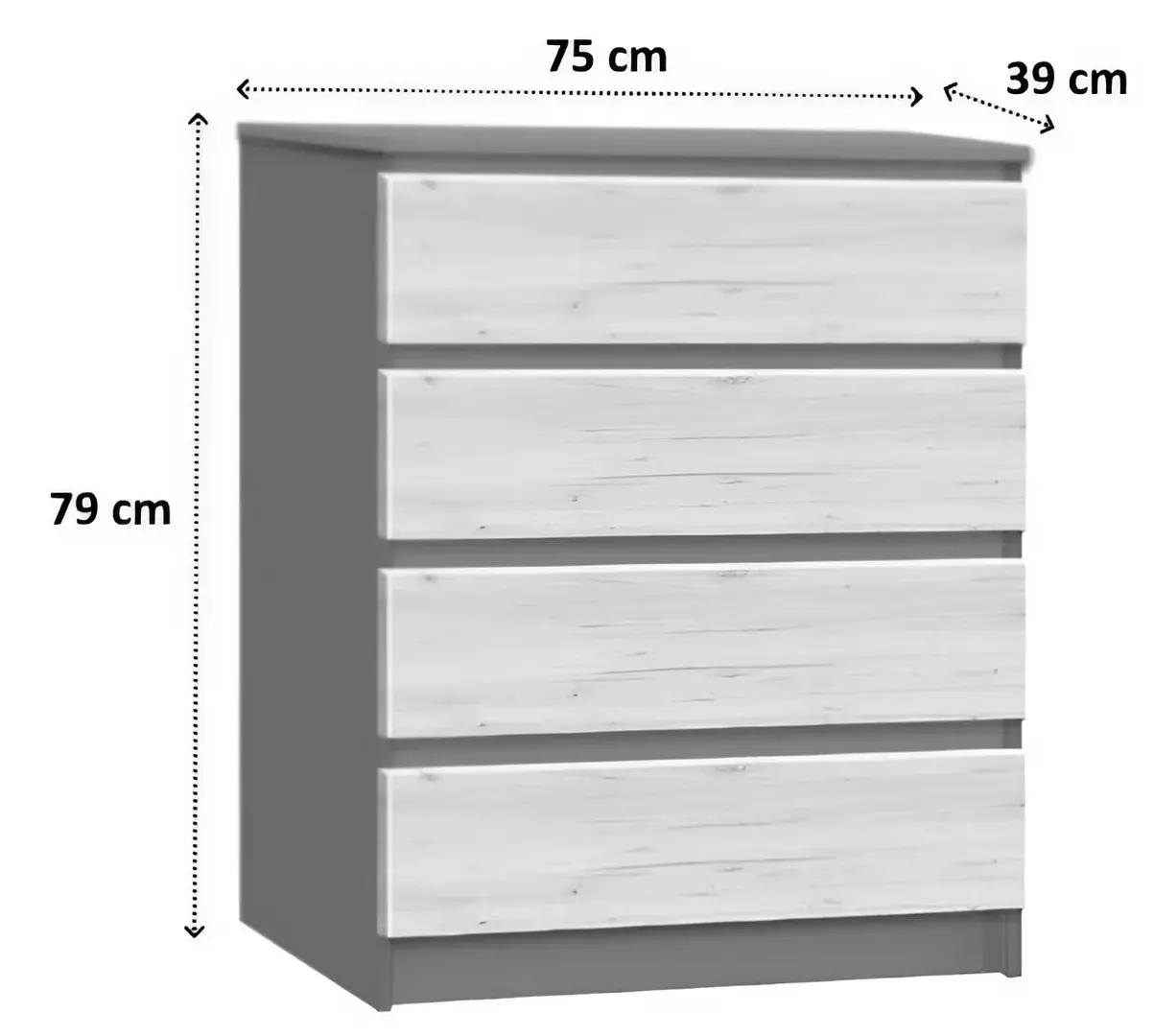 Comoda Modern Komfi 75cm (Brandy Castello Oak/Craft Oak White)