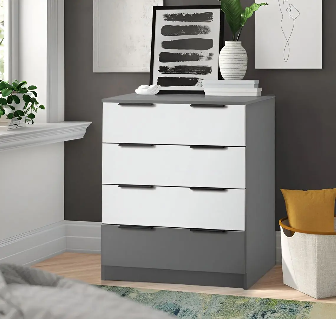 Comoda Modern Komfort 4B (Slate Gray/White)