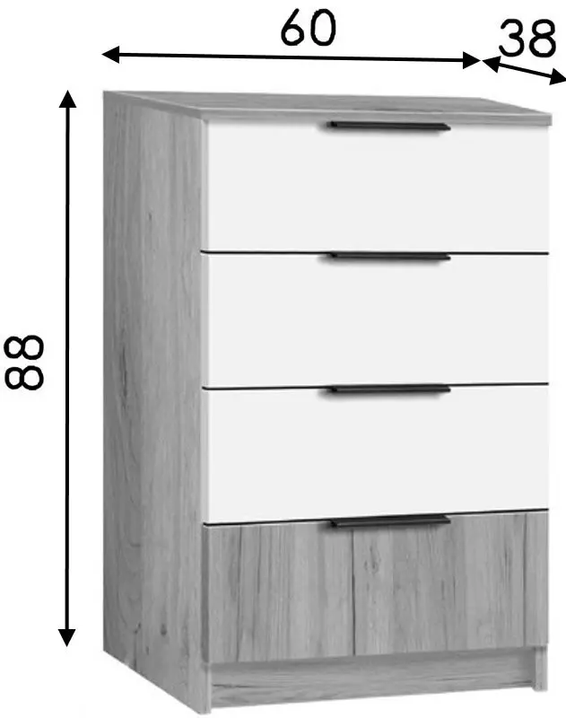 Комод Modern Komfort 4S (Craft Oak Gray/White)