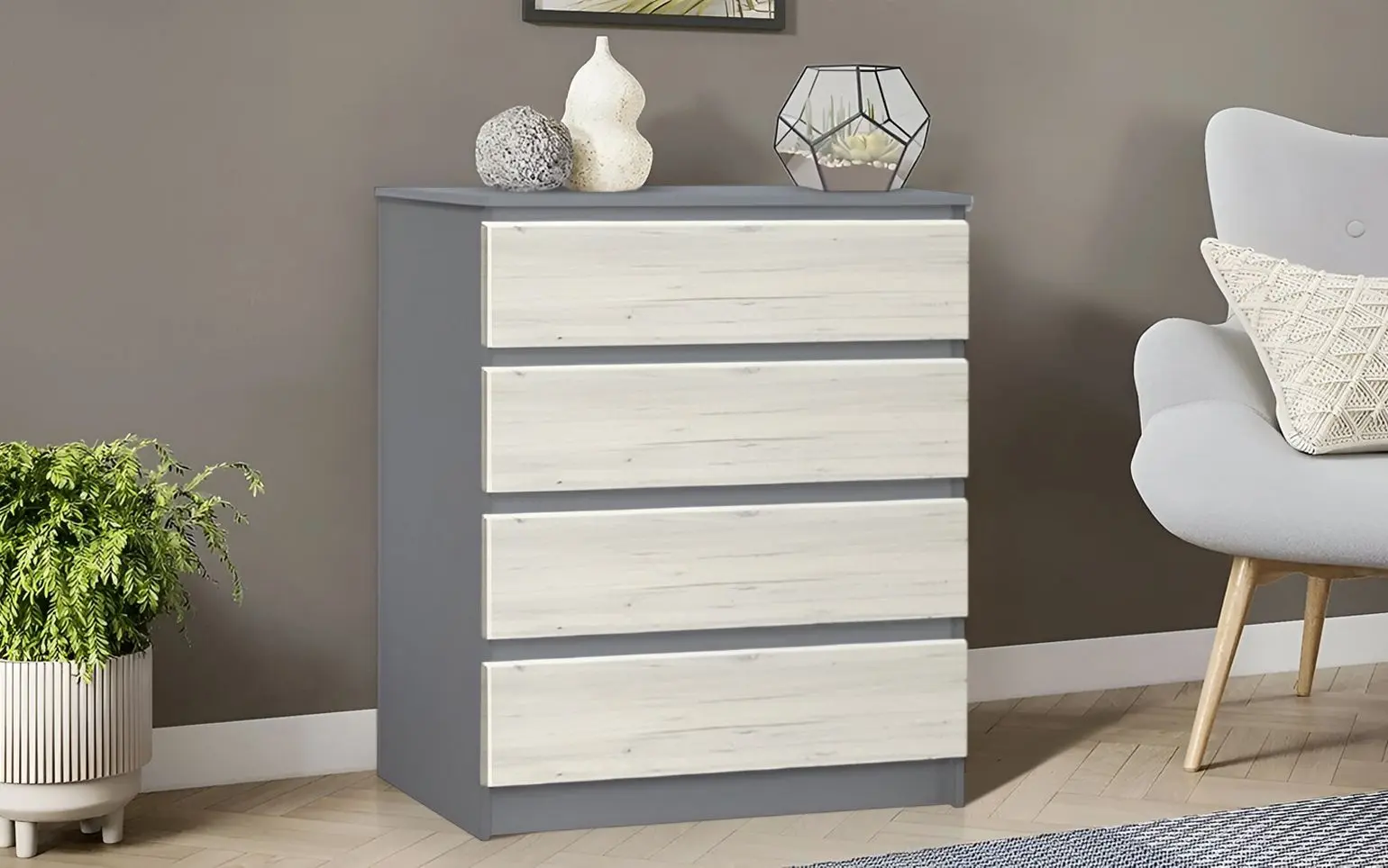 Comoda Modern Komfi 75cm (Slate Gray/Craft Oak White)