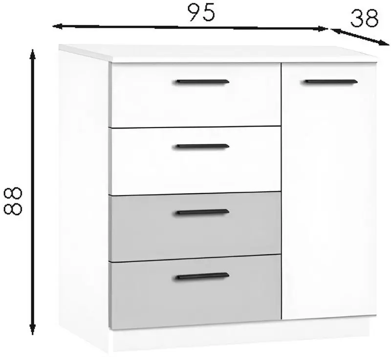 Tumba Modern Andi 4+1S (White/Cashmere)