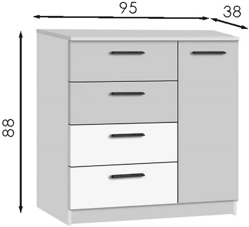 Tumba Modern Andi 4+1S (Cashmere/White)