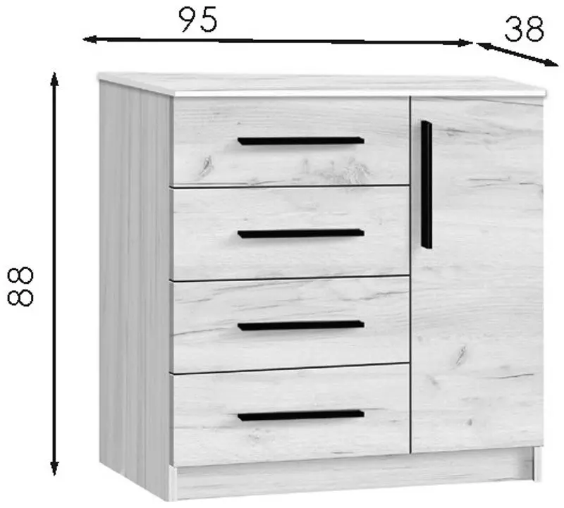 Тумба Modern Kenon 4+1S (Slate Gray/Craft Oak White)