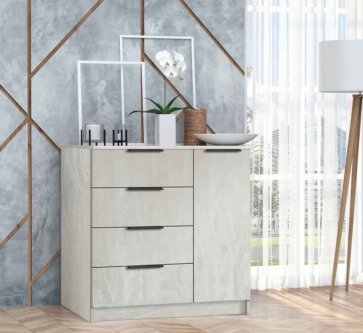 Тумба Modern Komfort 4+1S (Silk Stone)