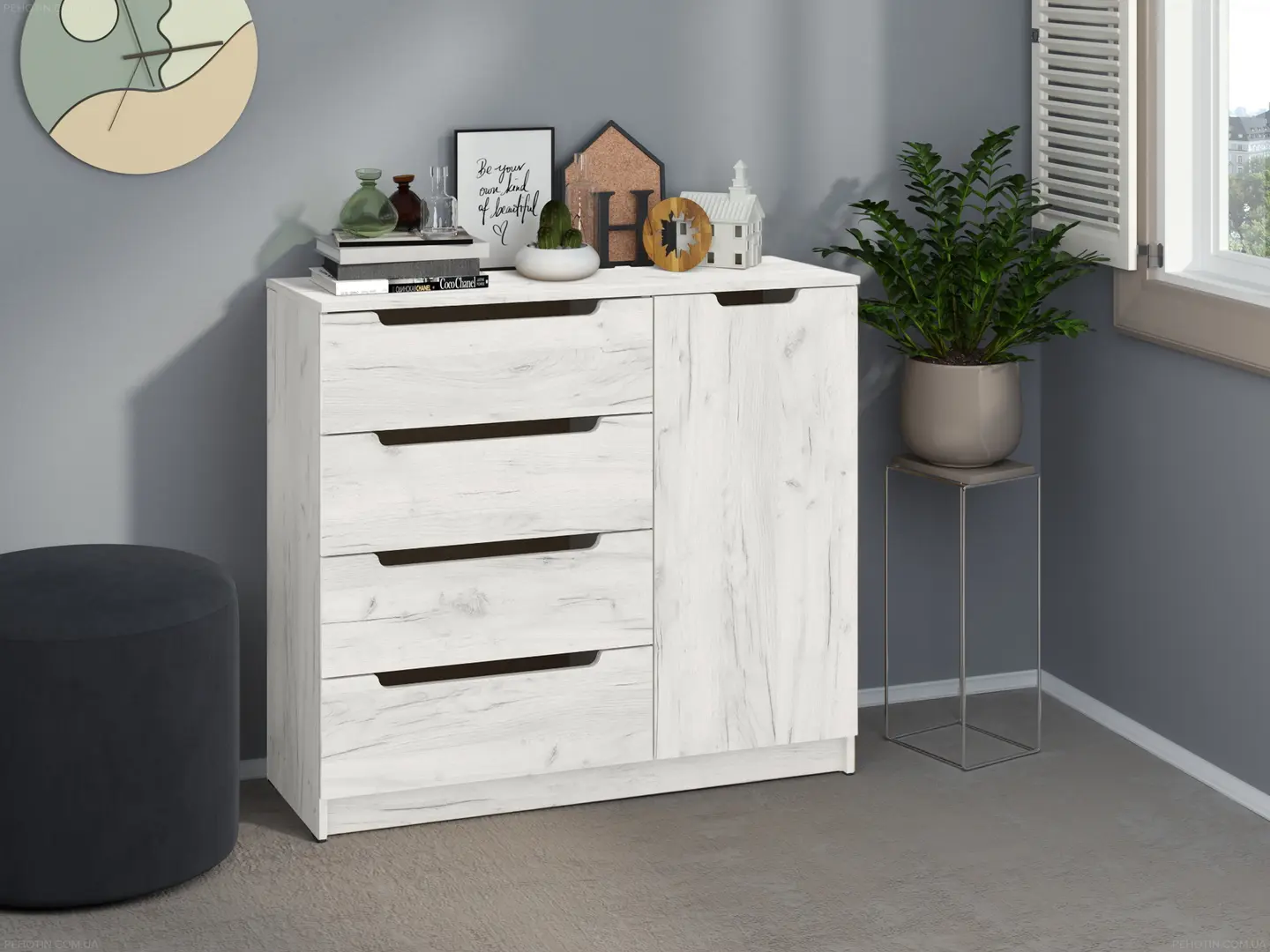 Тумба Пехотин К-4+1 Эко (Дуб Крафт Белый)