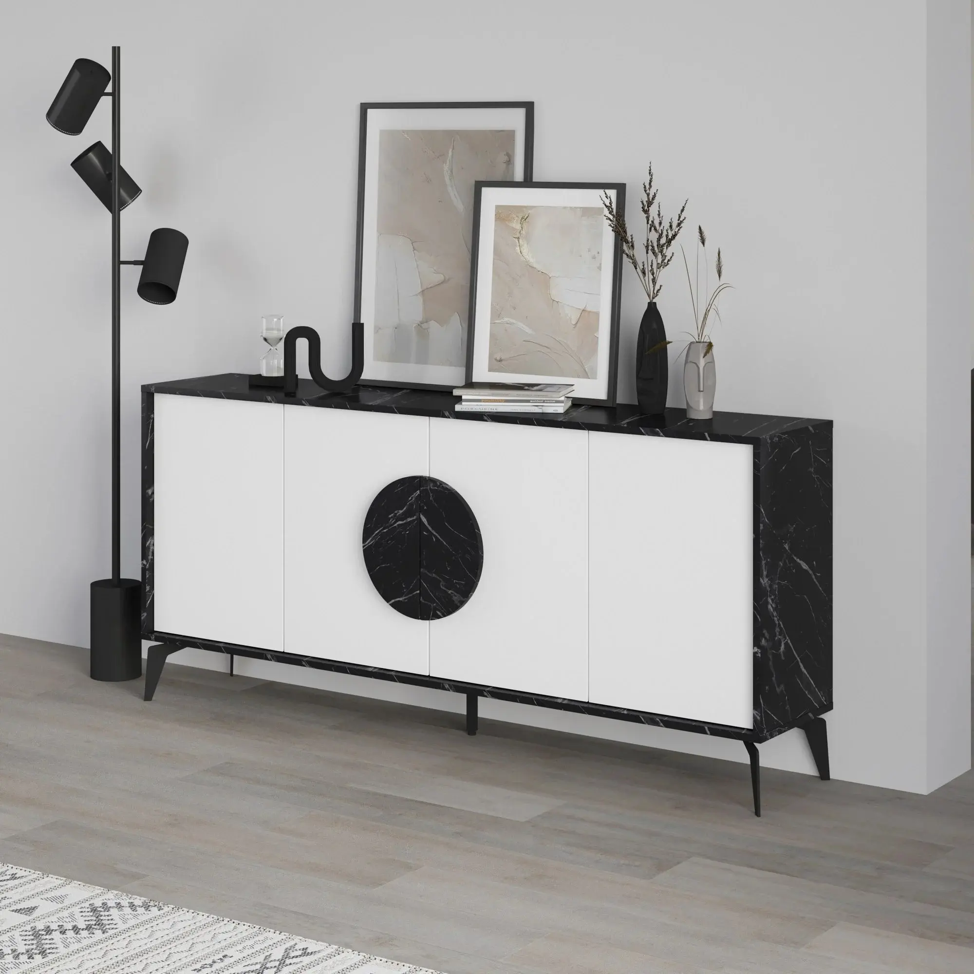Тумба Showdeko Gora 180 (Black Marble/White) - 3
