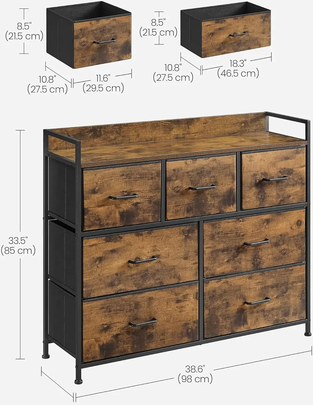 Комод Songmics LTS137B01 (Rustic Brown/Ink Black)