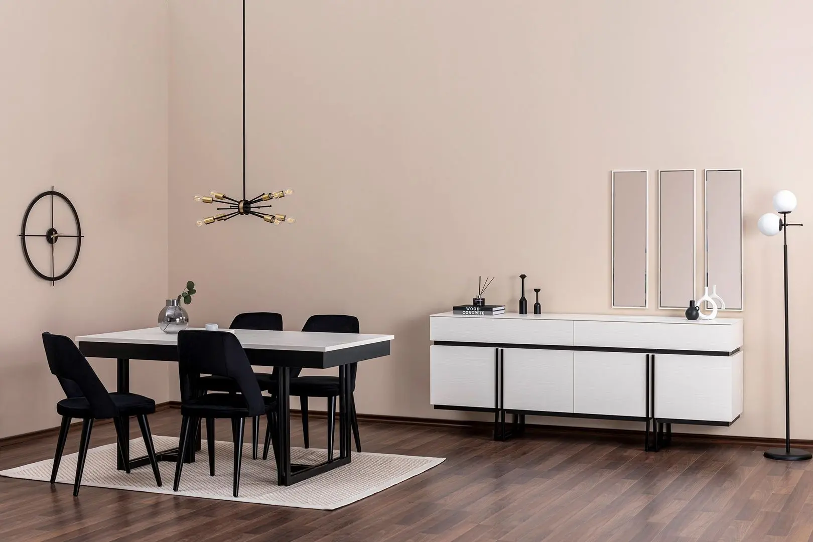 Tumba + Oglinda Studio Casa Linesideboard (White/Black)