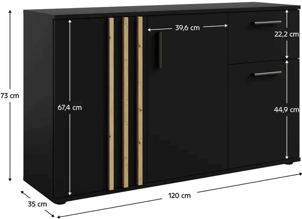 Comoda Tempo Kondela Tolis Typ 2 3D1S (Black/Artisan Oak)