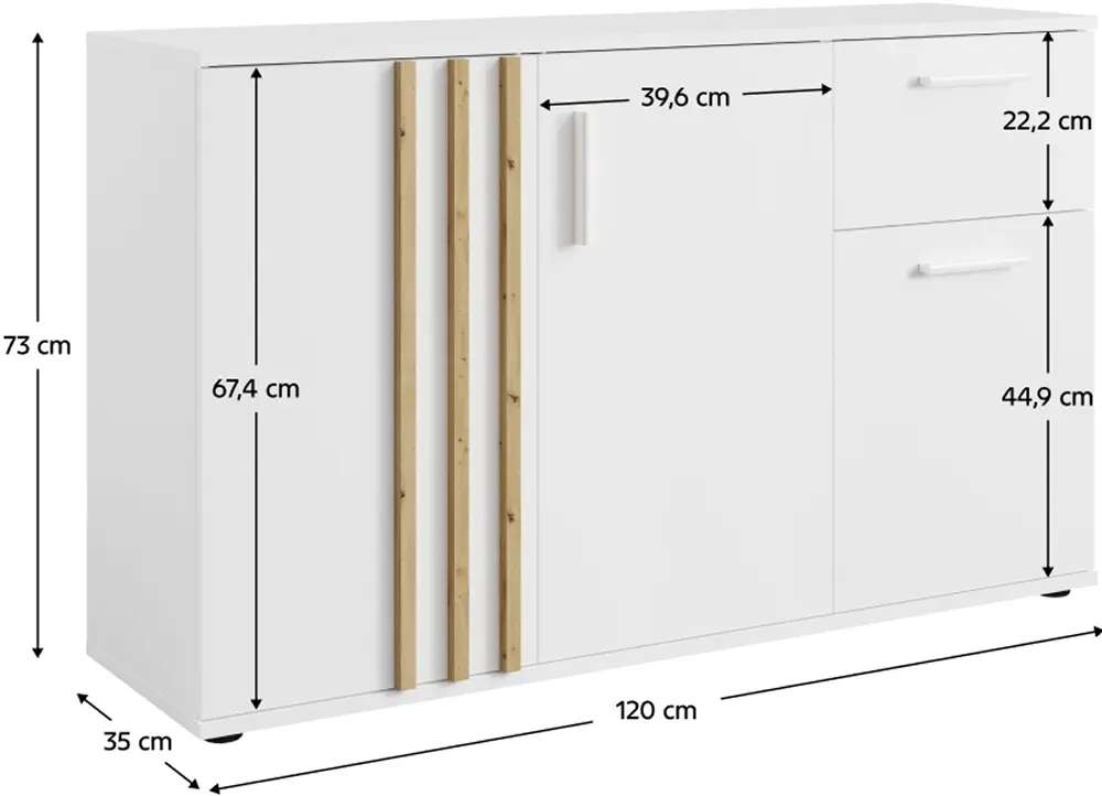 Комод Tempo Kondela Tolis Typ 2 3D1S (White/Artisan Oak)