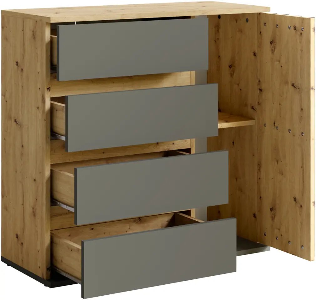 Тумба Tempo Kondela Deris 1D4s (Graphite/Artisan Oak) - 3