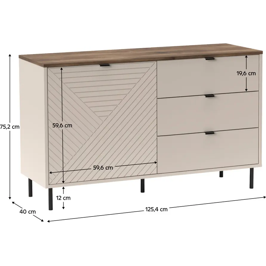 Тумба Tempo Kondela EYCO 1D3S (Cashmere/Castello Oak) - 2