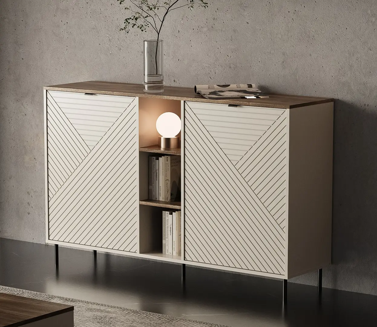 Тумба Tempo Kondela Eyco 2D (Cashmere/Castello Oak)