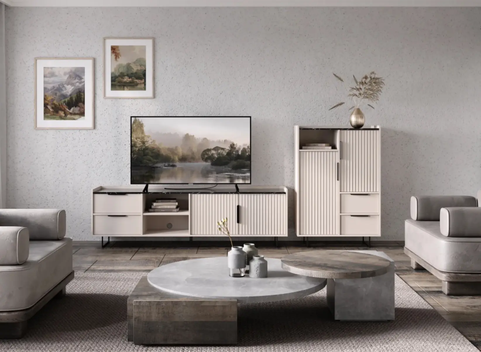 Tumba Tempo Kondela Fresio KOM2D2S (Cashmere/Dark Marble) - 2
