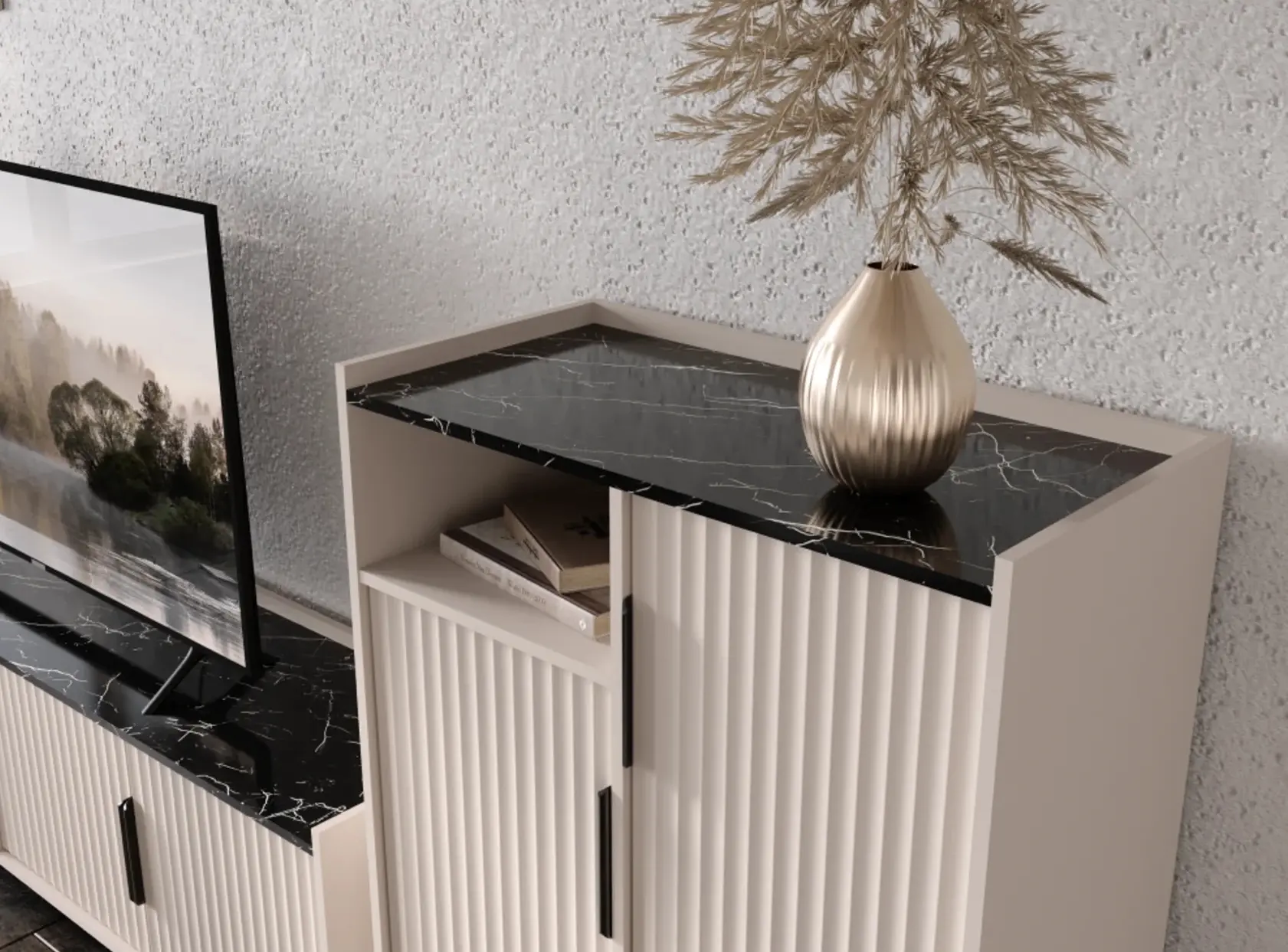 Tumba Tempo Kondela Fresio KOM2D2S (Cashmere/Dark Marble) - 5