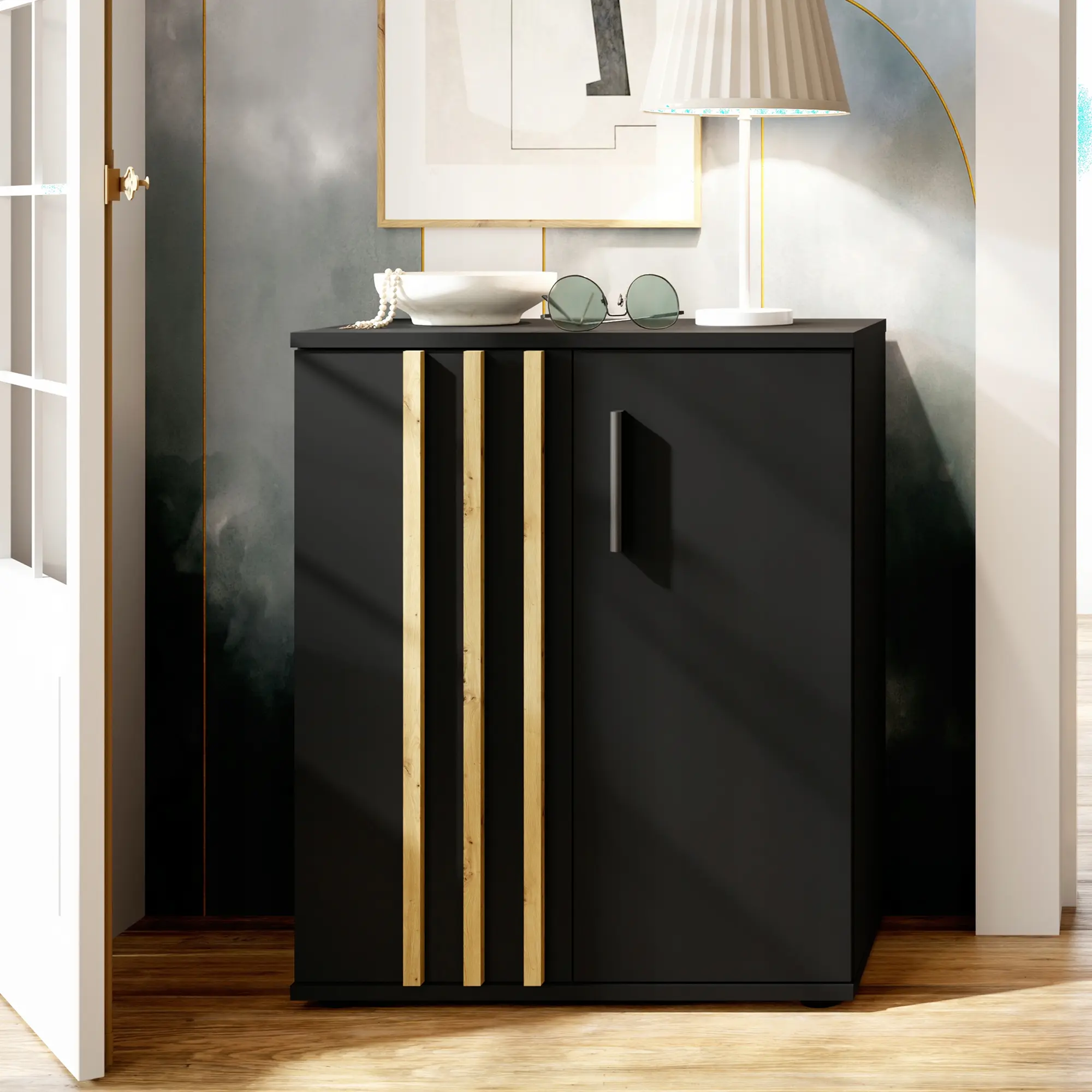 Tumba Tempo Kondela Tolis Typ 1 2D (Black/Artisan Oak)