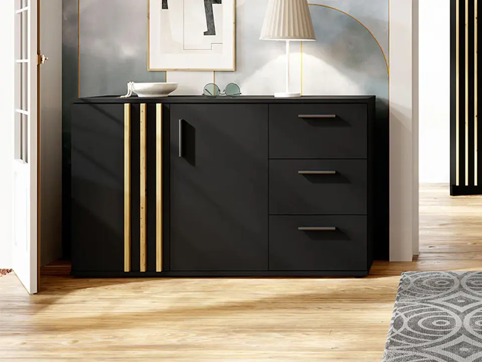 Тумба Tempo Kondela Tolis Typ 3 2D3S (Black/Artisan Oak)