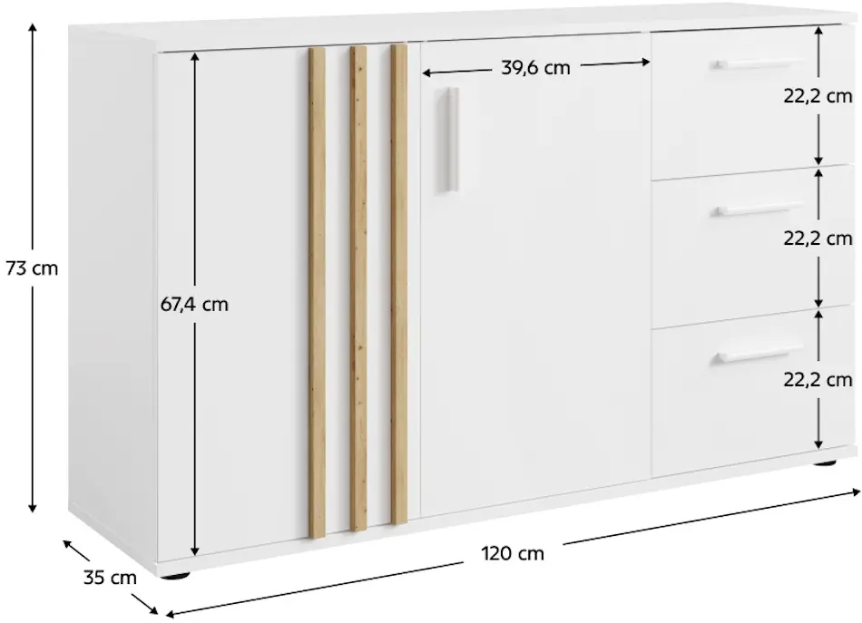 Тумба Tempo Kondela Tolis TYP 3 2D3S (White/Artisan Oak) - 4