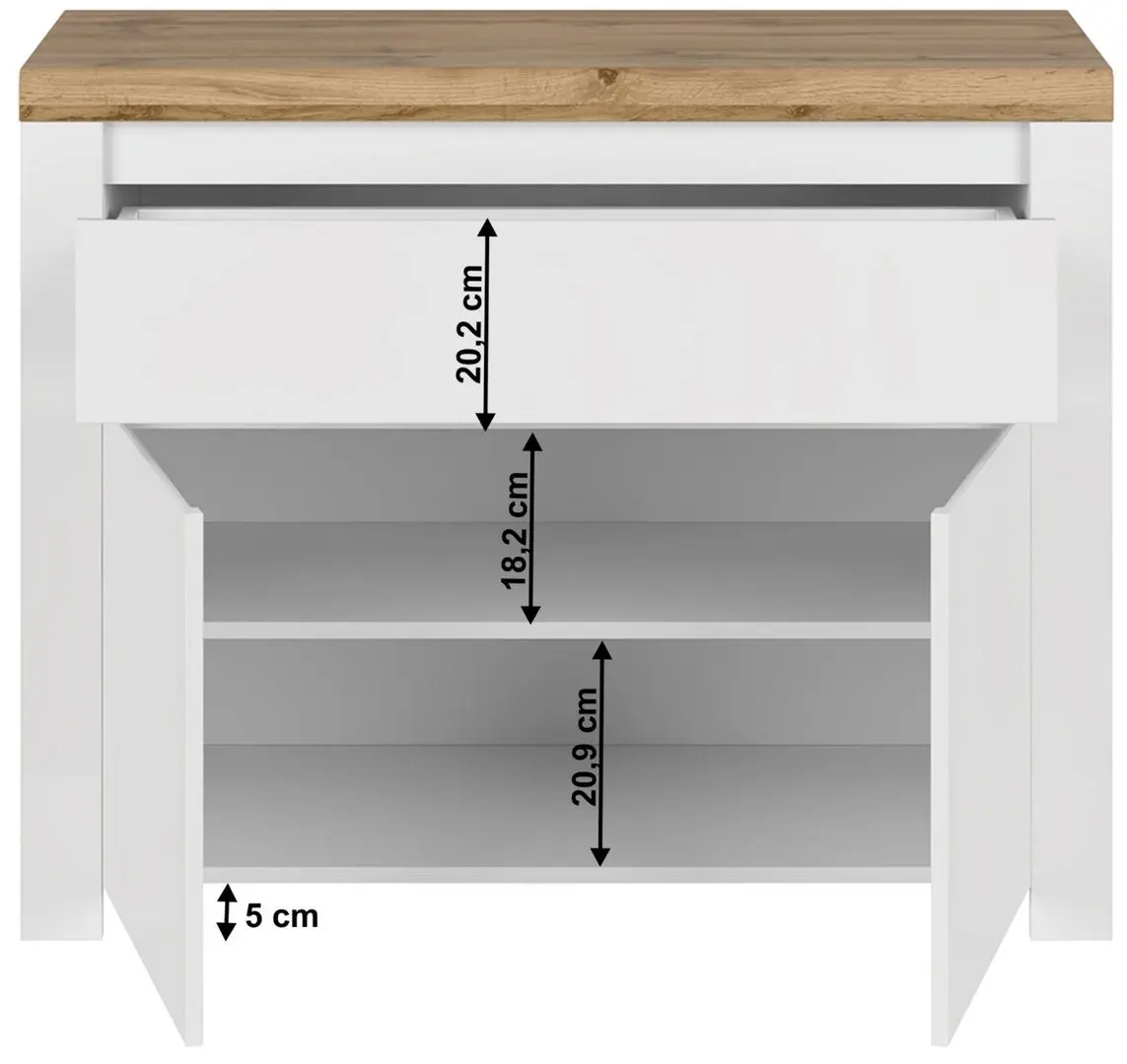 Тумба Tempo Kondela Vilgo 2D1S (Wotan Oak/White Gloss)