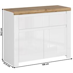 Тумба Tempo Kondela Vilgo 2D1S (Wotan Oak/White Gloss) Thumb