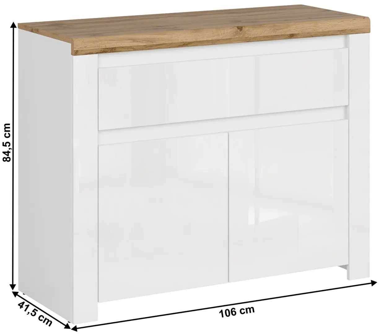 Тумба Tempo Kondela Vilgo 2D1S (Wotan Oak/White Gloss)