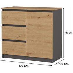 Tumba TopEshop 1D3S 80 (Anthracite/Artisan Oak) Thumb