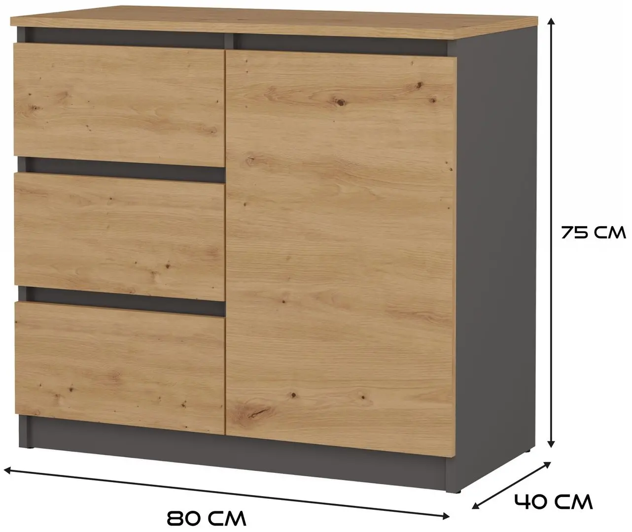 Tumba TopEshop 1D3S 80 (Anthracite/Artisan Oak)