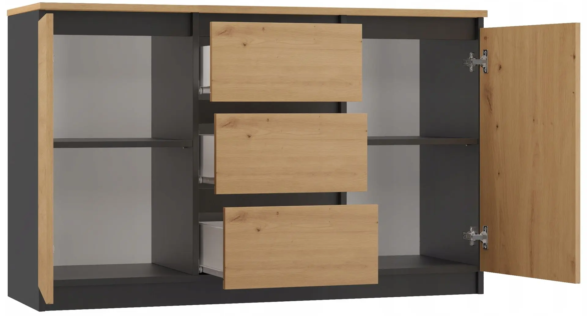 Tumba TopEshop 2D3S 120x40x75 (Anthracite/Artisan Oak)
