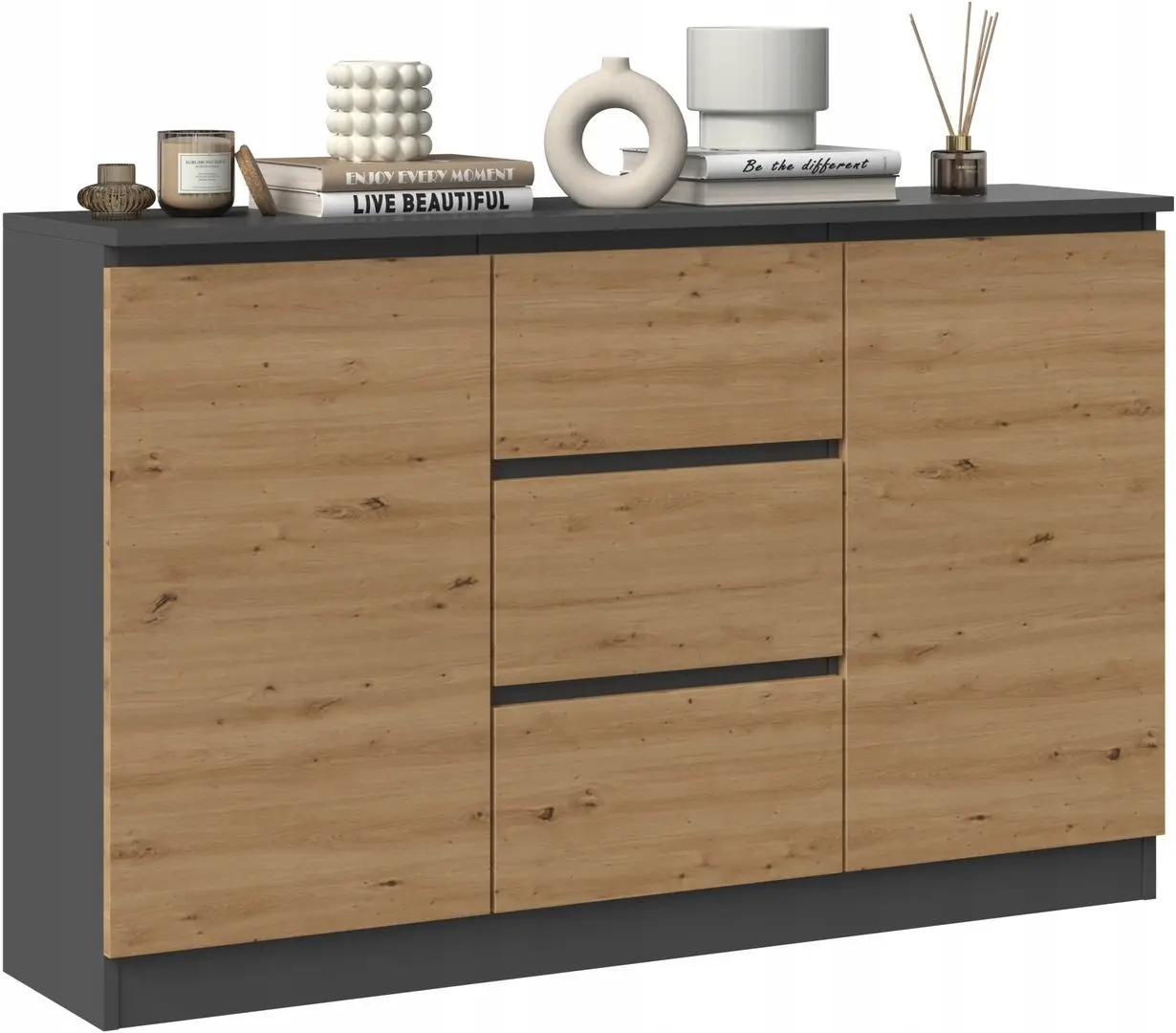 Tumba TopEshop 2D3S 120x40x75 (Anthracite/Artisan Oak)