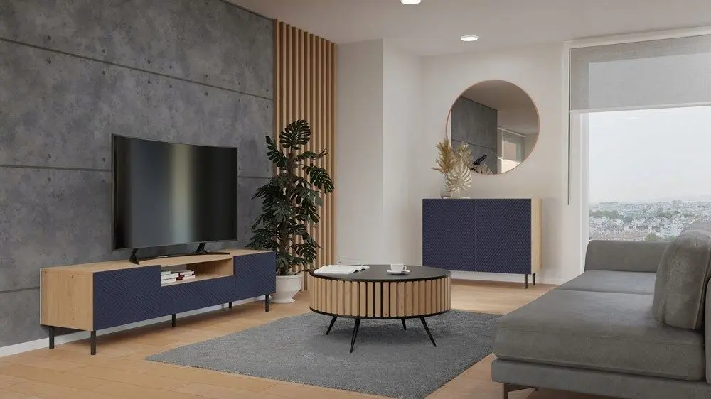 Tumba TopEshop Kama 2D (Artisan Oak/Dark Blue)