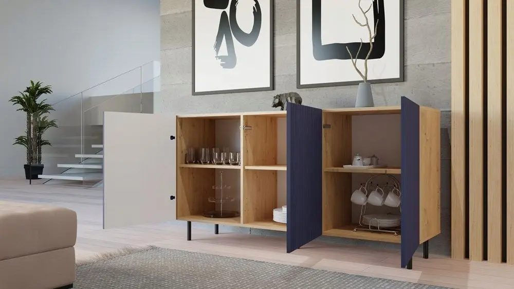 Tumba TopEshop Kama 3D Slim (Artisan Oak/Dark Blue)