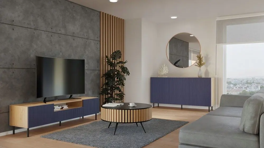 Tumba TopEshop Kama 3D Slim (Artisan Oak/Dark Blue)