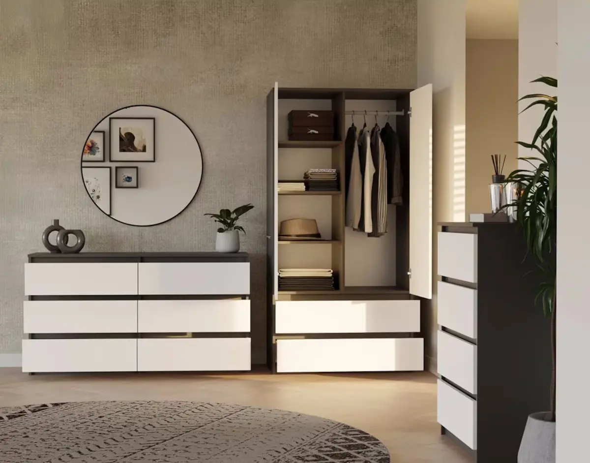 Comoda TopEshop M6 140cm (Anthracite/White) - 5