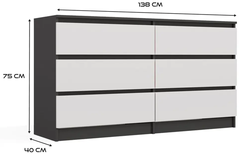 Comoda TopEshop M6 140cm (Anthracite/White) - 6