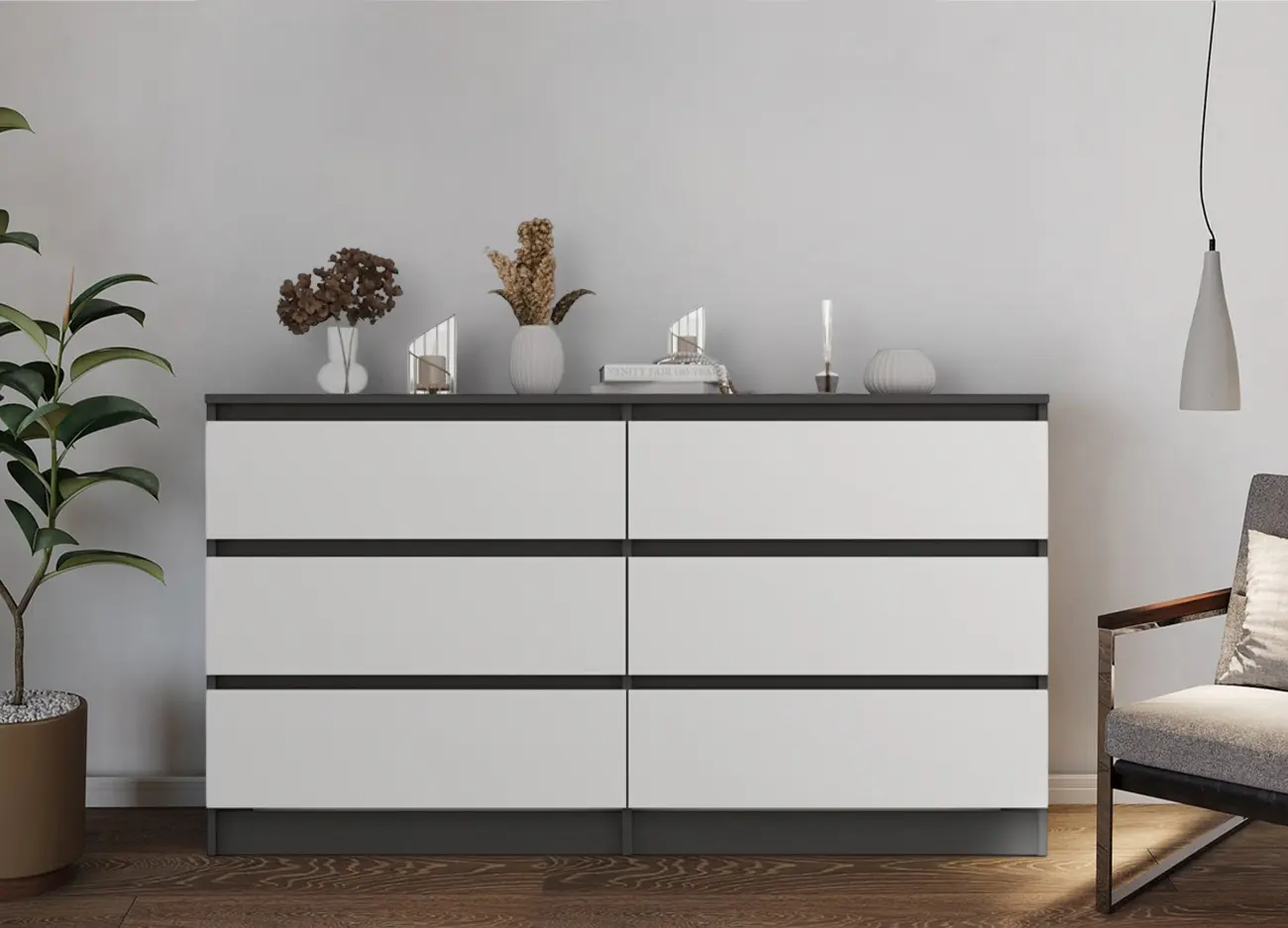 Comoda TopEshop M6 140cm (Anthracite/White)