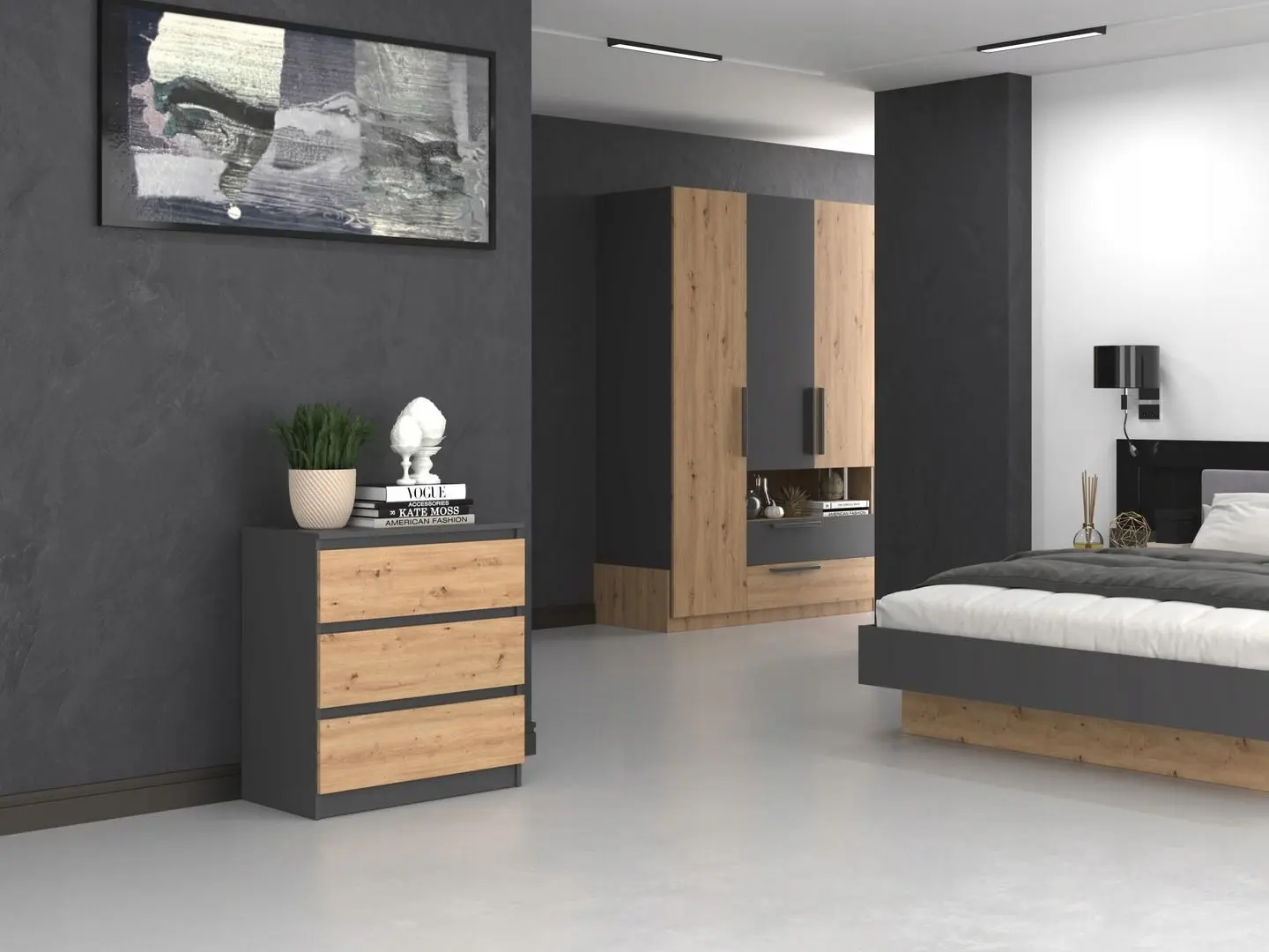 Comoda TopEshop Malwa M3 (Anthracite/Artisan Oak)