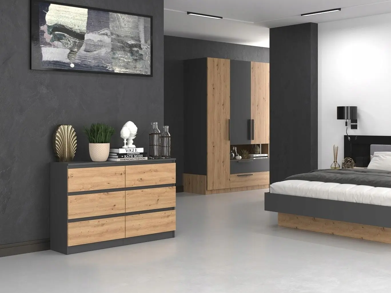 Comoda TopEshop Malwa M6 120 (Anthracite/Artisan Oak)