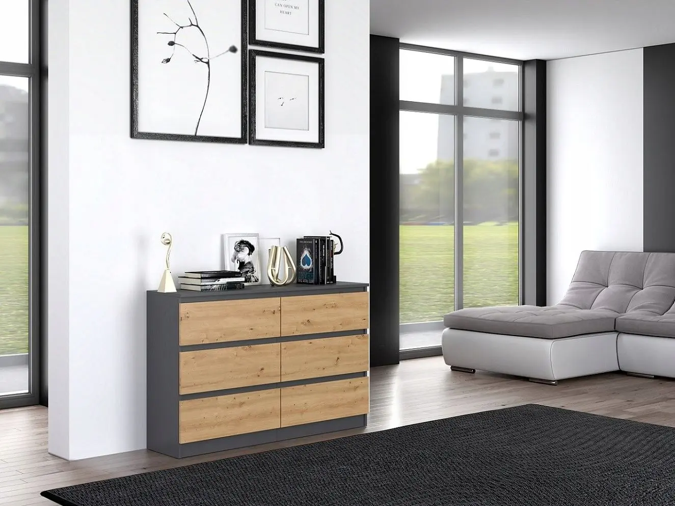 Comoda TopEshop Malwa M6 120 (Anthracite/Artisan Oak)