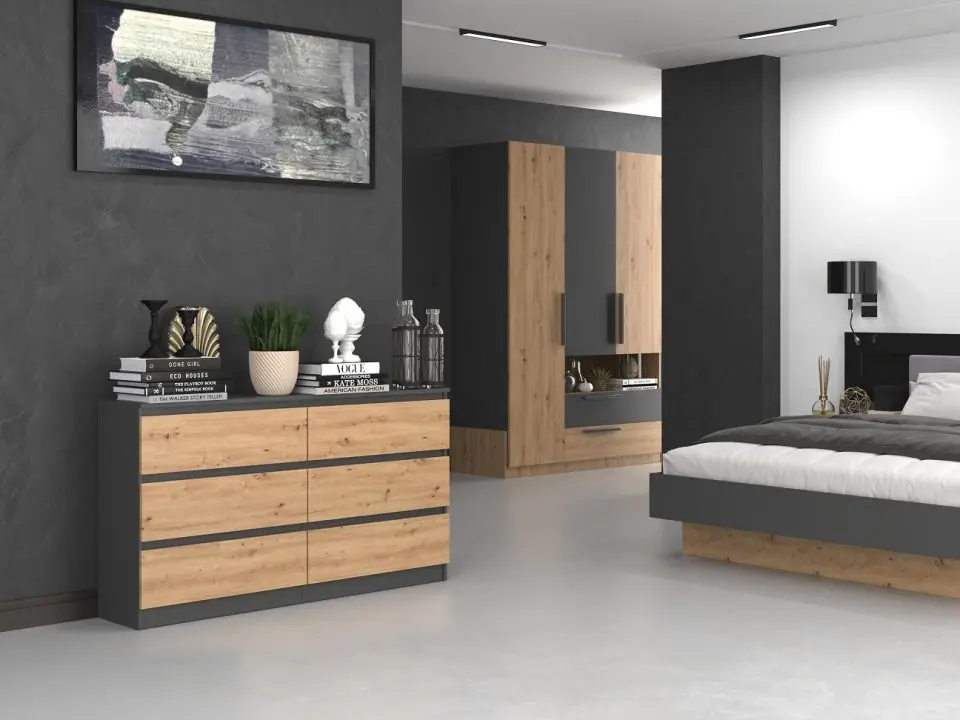 Comoda TopEshop Malwa M6 140 (Anthracite/Artisan Oak)