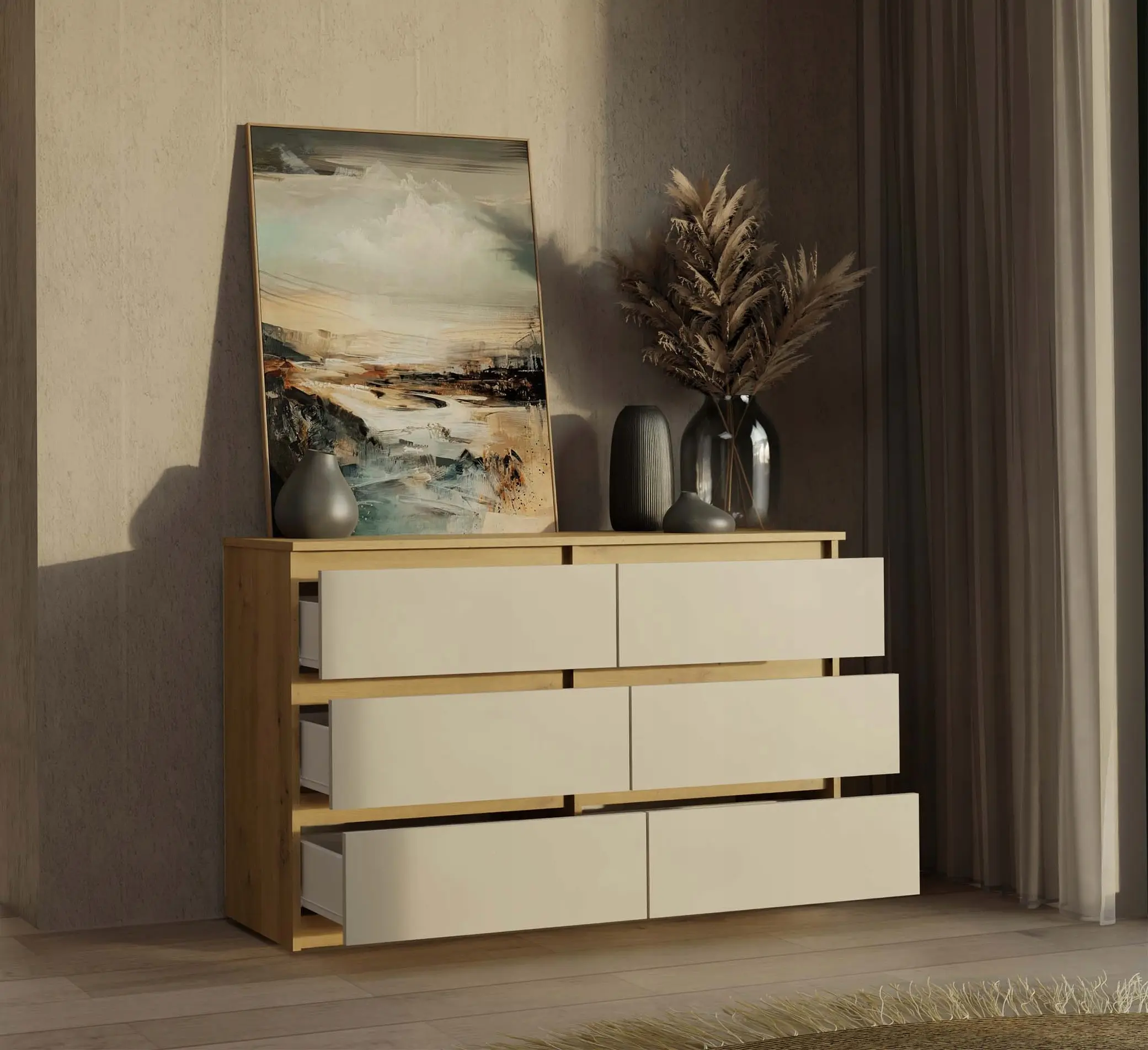 Комод TopEshop Malwa M6 (Artisan Oak/Cashmere) - 8